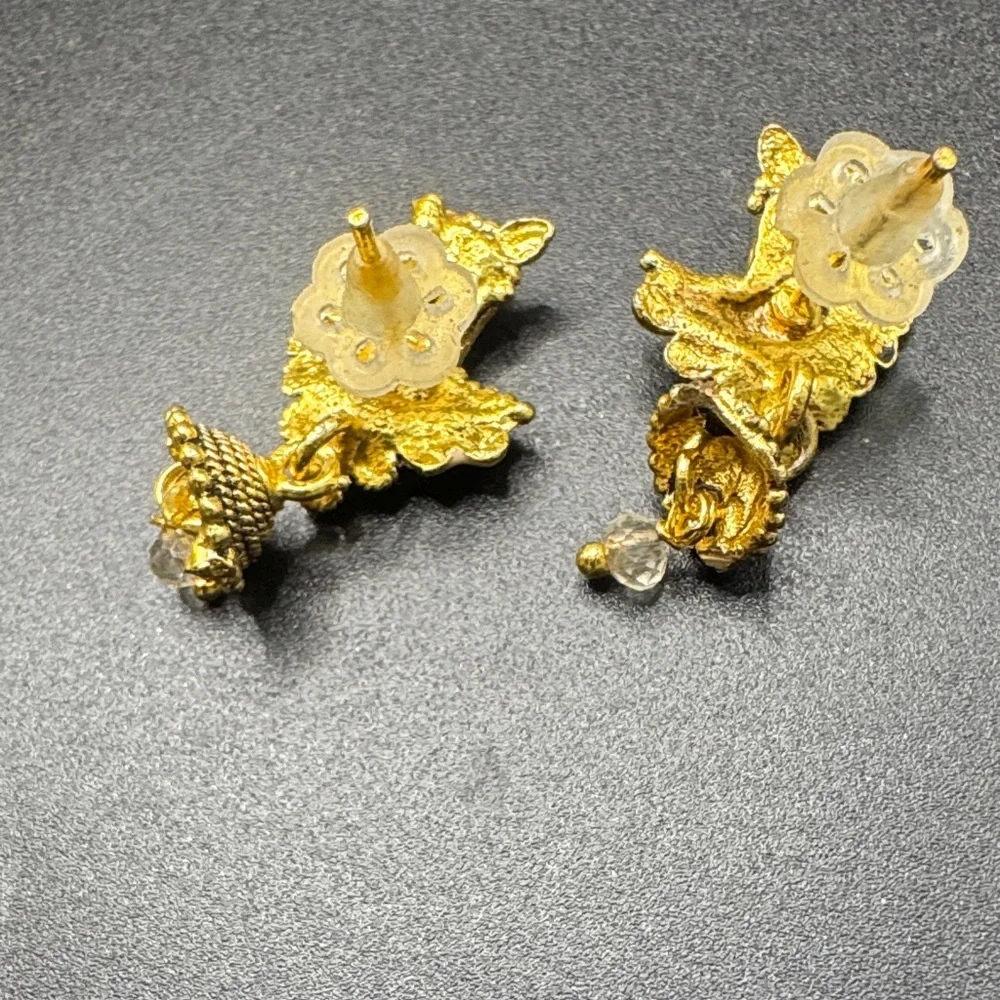 Indian jhumka earrings featuring a peacock design - Picture 3 of 4